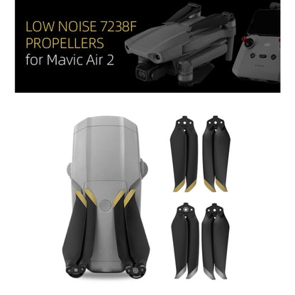 Sunnylife 7238F-1 مراوح سريعة الفك منخفضة الضوضاء لطائرة DJI Mavic Air 2، لون ذهبي، لون فضي، زوجان
