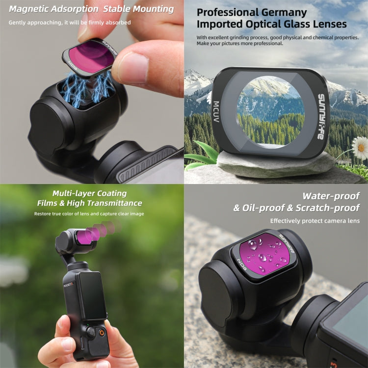 For DJI Osmo Pocket 3 Sunnylife Camera Lens Magnetic Metal Filter, No Impact On Gimbal Reset, MCUV, ND8, ND16, ND32, ND64, CPL, ND8PL, ND16PL, ND32PL, ND64PL, 3 in 1 CPL ND8 ND16, 4 in 1 ND8-64, 4 in 1 ND8-64PL, 4 in 1 UV CPL ND32 ND64�����������������...