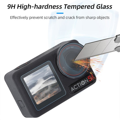 For DJI Osmo Action 5 Pro Sunnylife 3 in 1 Lens Protector Front and Rear Screen Tempered Glass Films