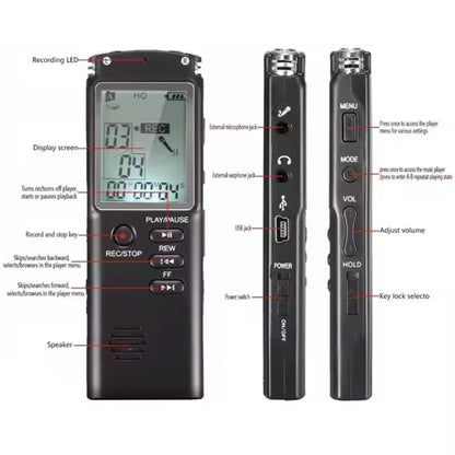 T60 Smart HD Noise Cancelling Voice Recorder MP3 Player