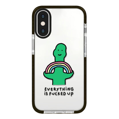 جراب هاتف بتغطية كاملة بنمط توضيحي بسيط، لهاتف iPhone X / XS