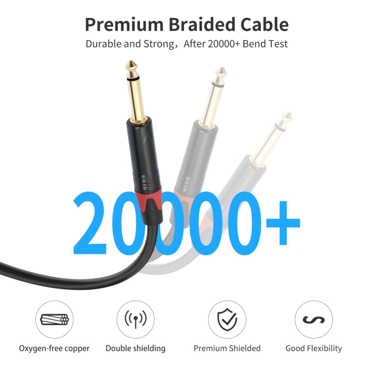 6.35mm 1/4 TRS Stereo Female to Dual Male Y-type Audio Cable