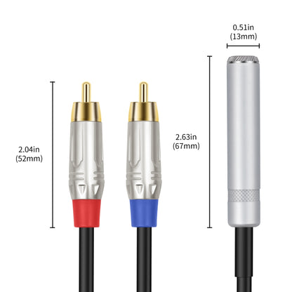 6.35mm 1/4 TRS Stereo Female to Dual RCA Male Y-type Audio Cable