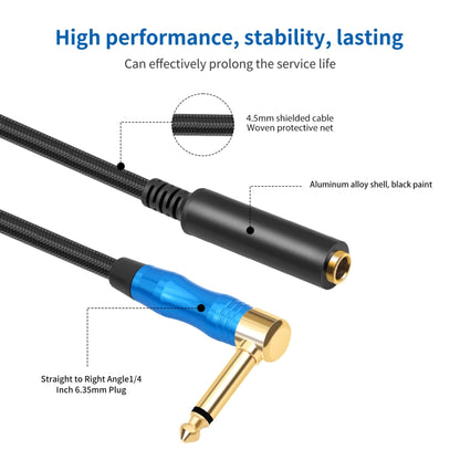 6.35mm 1/4 TRS Male Mono Elbow to Female Electric Guitar Audio Cable