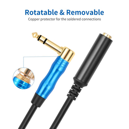 6.35mm 1/4 TRS Male Stereo Elbow to Female Electric Guitar Audio Cable
