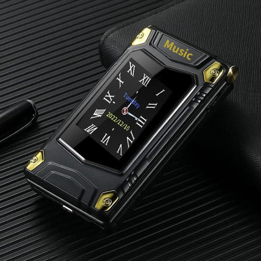 هاتف M7+ 4G ثنائي الشاشة قابل للطي Elder Rugged، شاشة داخلية 2.8 بوصة، شاشة خارجية 2.4 بوصة، بطارية 6800 مللي أمبير/ساعة، 24 مفتاحًا، مصباح يدوي، شبكة: 4G، شريحتي اتصال، SOS، قابس الاتحاد الأوروبي، قابس الولايات المتحدة، قابس المملكة المتحدة