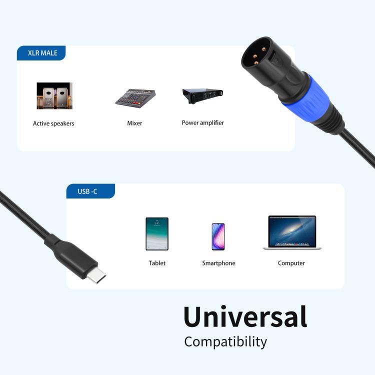 TY015 Type-C Male to XLR Male Stereo Output Audio Cable