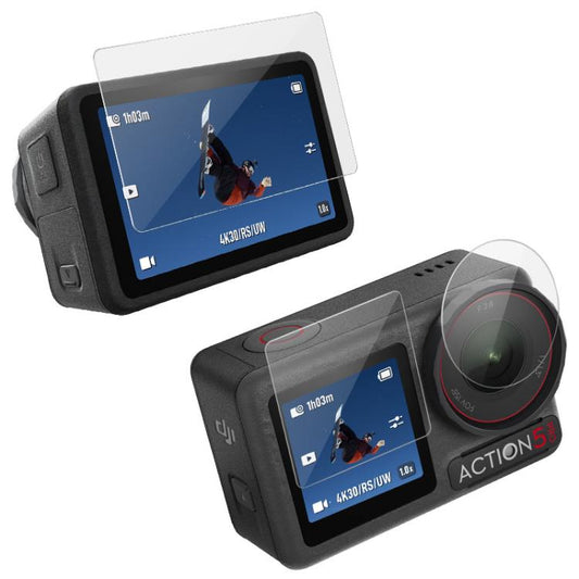 شاشة خلفية + شاشة أمامية + عدسة كاميرا خلفية من الزجاج المقوى من imak، لكاميرا DJI Osmo Action 5 Pro
