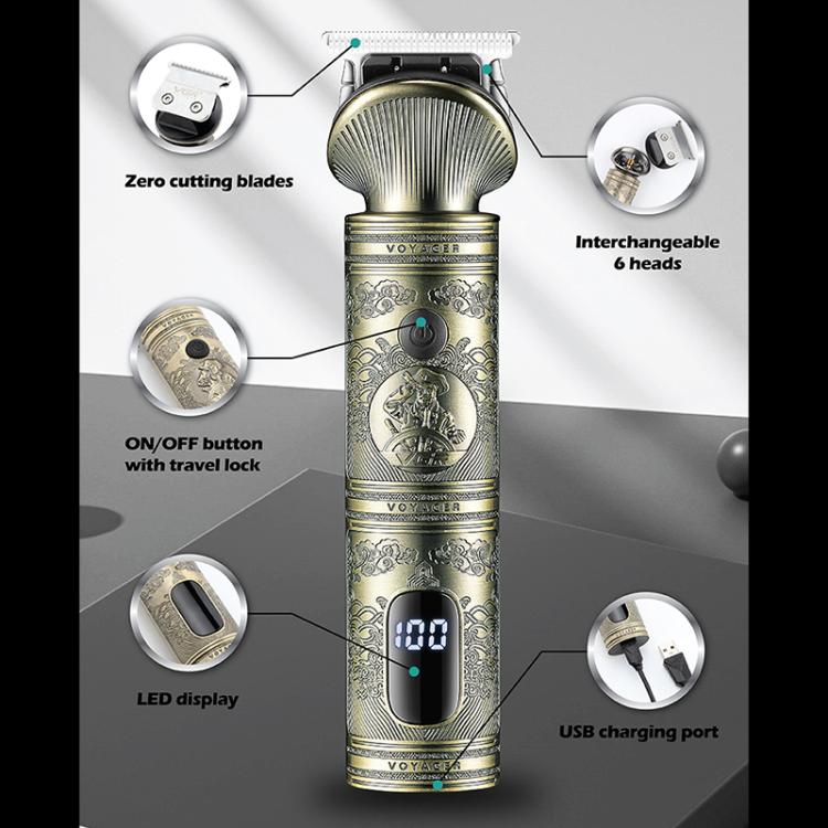 مجموعة ماكينة قص الشعر الكهربائية VGR V-106 بشاشة رقمية 6 في 1، V-106
