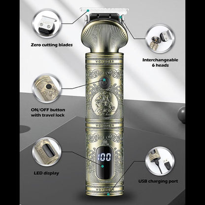 مجموعة ماكينة قص الشعر الكهربائية VGR V-106 بشاشة رقمية 6 في 1، V-106