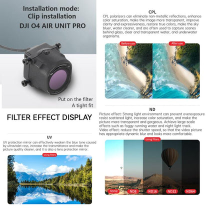 فلتر عدسة الكاميرا لسلسلة DJI O4 Air Unit Pro / Avata 2 JSR YB، MCUV، CPL، ND8، ND16، ND32، ND64، ND256، ND8PL، ND16PL، ND32PL، ND64PL، NIGHT، STAR، MCUV x 2، MCUV x 3، 3 في 1 CPL ND8/16، 4 في 1 ND، 4 في 1 NDPL، 6 في 1 ND8-64 UV CPL ...