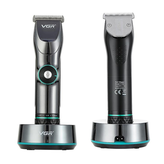 ماكينة قص الشعر VGR V-256 بخمس سرعات وشاشة رقمية وحامل USB، V-256