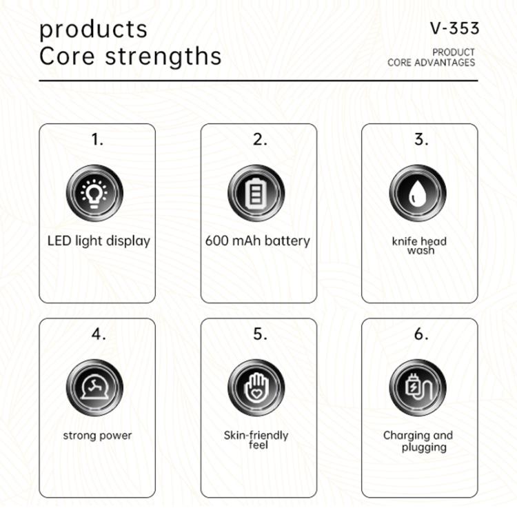 ماكينة حلاقة كهربائية محمولة VGR V-353 برأس قص عائم، V-353