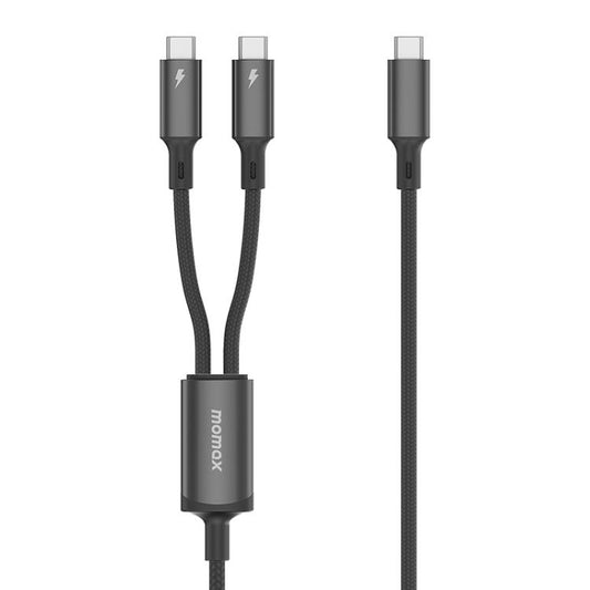 MOMAX DC85D Mag.Link 100W Type-C to Type-C 2 in 1 Magnetic Braided Data Cable, Length:1.5m