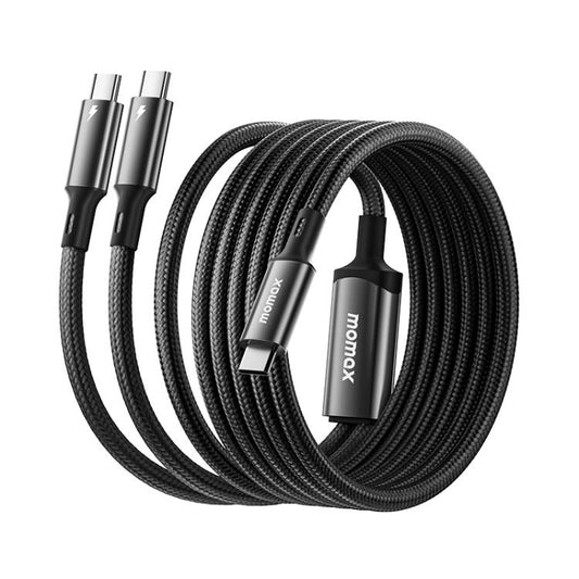 MOMAX DC85D Mag.Link 100W Type-C to Type-C 2 in 1 Magnetic Braided Data Cable, Length:1.5m