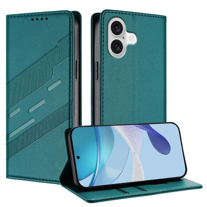 جراب هاتف جلدي بتصميم محفظة متعدد الوظائف منقوش، مناسب لأجهزة iPhone 16e وiPhone 16 Pro Max وiPhone 16 Pro وiPhone 16 Plus وiPhone 16 وiPhone 15 Pro Max