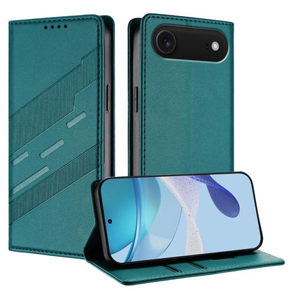 جراب هاتف جلدي بتصميم محفظة متعدد الوظائف منقوش، مناسب لأجهزة iPhone 16e وiPhone 16 Pro Max وiPhone 16 Pro وiPhone 16 Plus وiPhone 16 وiPhone 15 Pro Max