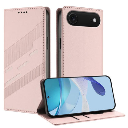 جراب هاتف جلدي بتصميم محفظة متعدد الوظائف منقوش، مناسب لأجهزة iPhone 16e وiPhone 16 Pro Max وiPhone 16 Pro وiPhone 16 Plus وiPhone 16 وiPhone 15 Pro Max