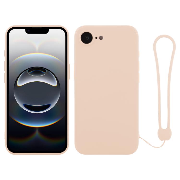 جراب سيليكون للهاتف مع حزام معصم، لهاتف iPhone 16e