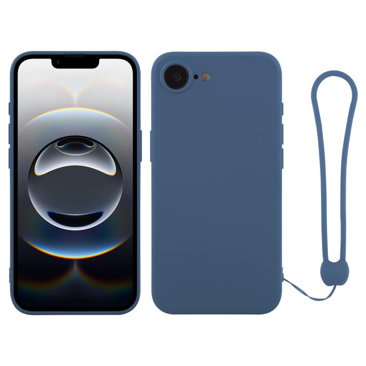 جراب سيليكون للهاتف مع حزام معصم، لهاتف iPhone 16e