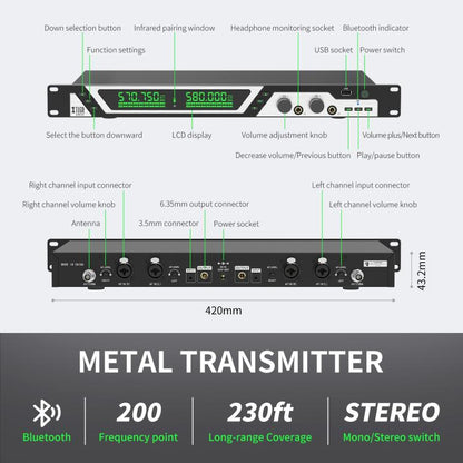 XTUGA SEM200 Wireless Stereo Stage Performance Professional In-ear Monitor System