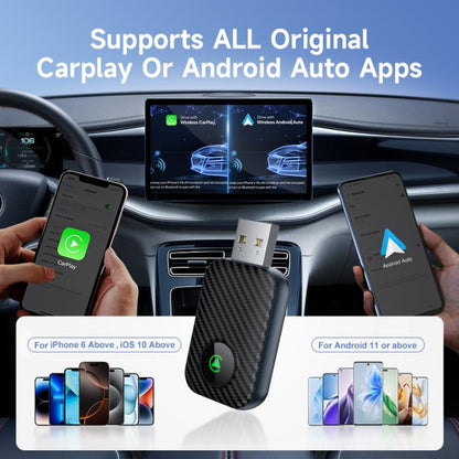 2 in 1 USB Wired to Wireless Car CarPlay / Android Box Adapter, with USB and Type-C Cable, 4149