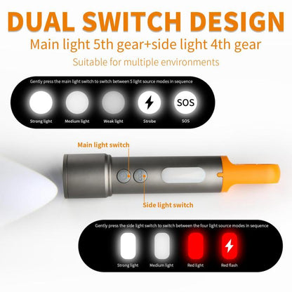 X723 Aluminum Alloy Outdoor White Laser Wick Zoom Waterproof Flashlight, X723