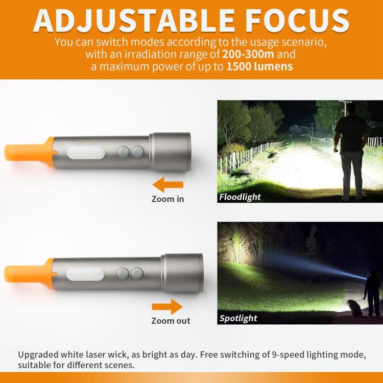 X723 Aluminum Alloy Outdoor White Laser Wick Zoom Waterproof Flashlight, X723
