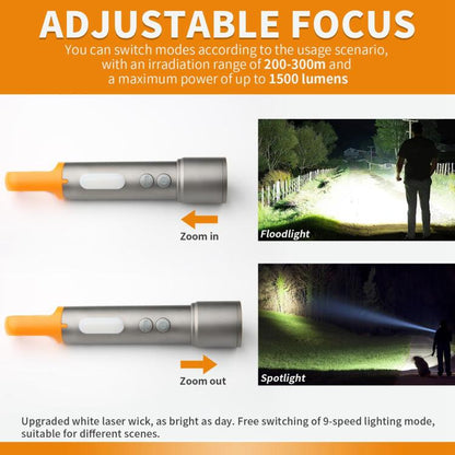 X723 Aluminum Alloy Outdoor White Laser Wick Zoom Waterproof Flashlight, X723