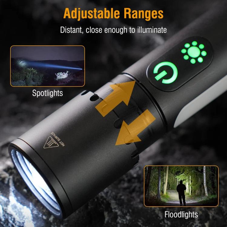 X725 Outdoor White Laser Wick Telescopic Zoom Waterproof Flashlight, X725