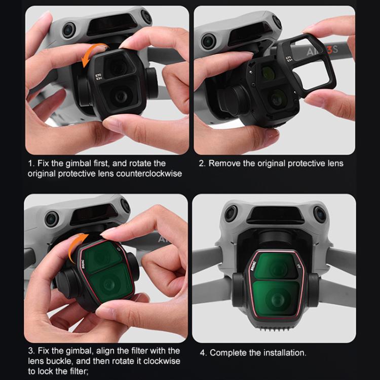 فلتر عدسة كاميرا DJI Air 3S BRDRC، UV، CPL، ND8، ND16، ND32، ND64، ليلي، 3 في 1 CPL UV ND16، 4 في 1 CPL ND16-64، 6 في 1 ND8-64 UV CPL