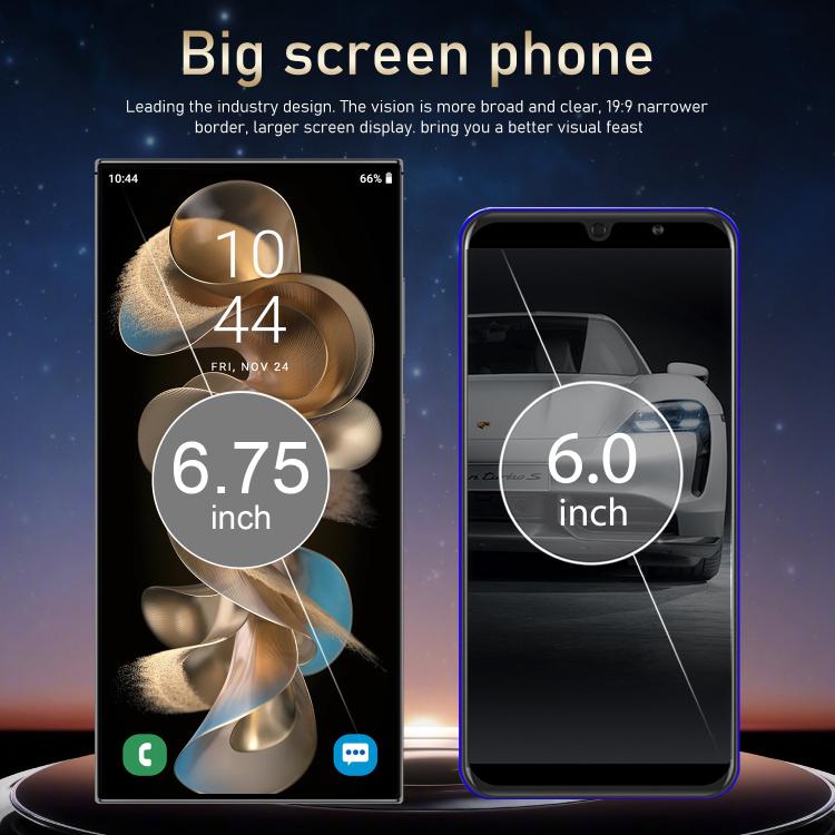 S24 Ultra / S7، 4 جيجابايت + 128 جيجابايت، 6.75 بوصة، أندرويد 10، MTK6750 ثماني النواة، الشبكة: 4G، شريحتي اتصال، قابس الاتحاد الأوروبي، قابس الولايات المتحدة، قابس المملكة المتحدة، قابس أستراليا