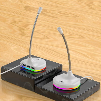 USB Multi-function Microphone RGB Light Built-in Sound Card