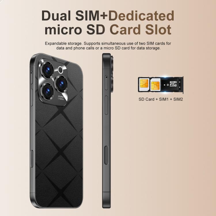 A16 Pro Max / PDA89-B، 4 جيجابايت + 64 جيجابايت، 6.58 بوصة، أندرويد 10، MTK6739 رباعي النواة، الشبكة: 4G، OTG، شريحتي اتصال، قابس الاتحاد الأوروبي، قابس الولايات المتحدة، قابس المملكة المتحدة، قابس أستراليا