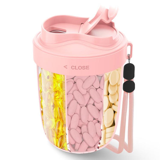 Portable Compartment Sealed Medicine Organizer Large Pill Storage Cup