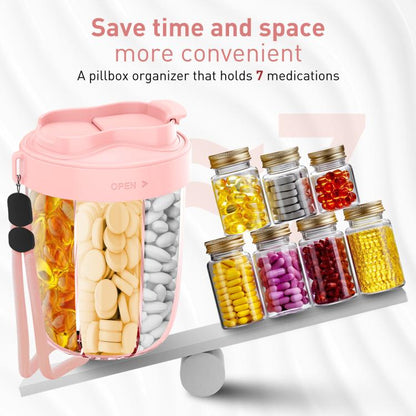Portable Compartment Sealed Medicine Organizer Large Pill Storage Cup