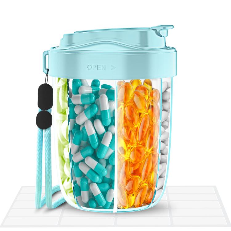 Portable Compartment Sealed Medicine Organizer Large Pill Storage Cup