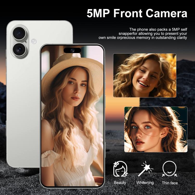 هاتف I16 Plus / RAi5، ذاكرة وصول عشوائي (RAM) سعة 3 جيجابايت وذاكرة داخلية سعة 64 جيجابايت، شاشة 6.56 بوصة، معالج MTK6739 رباعي النواة، شبكة: 4G، شريحتي اتصال، قابس الاتحاد الأوروبي، قابس الولايات المتحدة، قابس المملكة المتحدة، قابس أستراليا