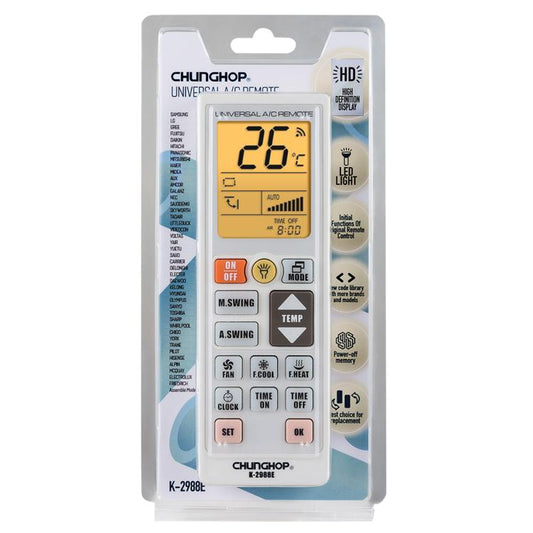 CHUNGHOP K-2988E Universal Air Conditioner Remote Control with Torch and LCD backlight