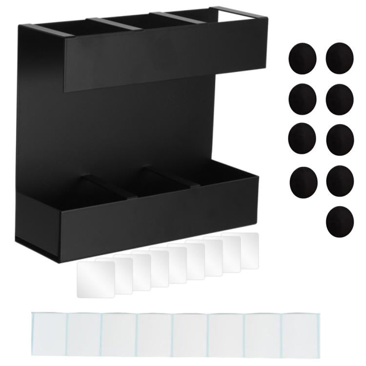 Three-grid Straw Cutlery Metal Storage Rack Kitchen Organizer, without Soft Magnetic Sheet, with 9pcs Soft Magnetic Sheet