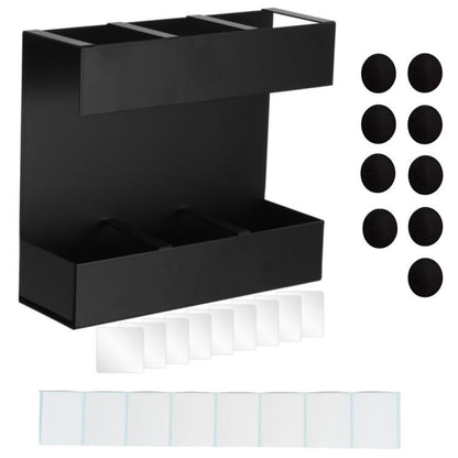 Three-grid Straw Cutlery Metal Storage Rack Kitchen Organizer, without Soft Magnetic Sheet, with 9pcs Soft Magnetic Sheet