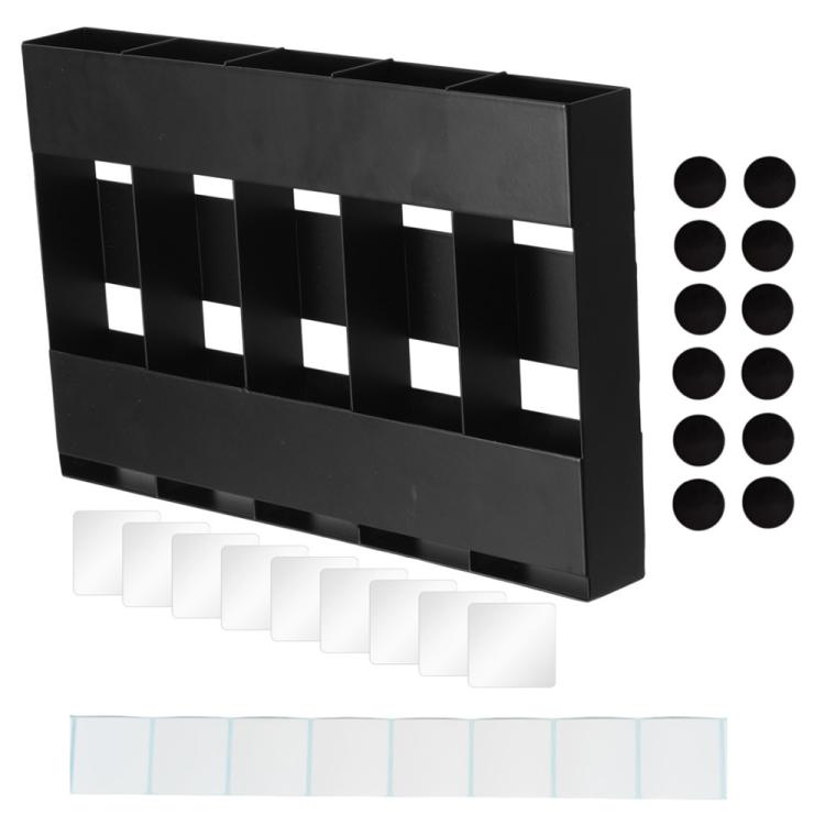 Five-grid Straw Cutlery Metal Storage Rack Kitchen Organizer, without Soft Magnetic Sheet, with 12pcs Soft Magnetic Sheet