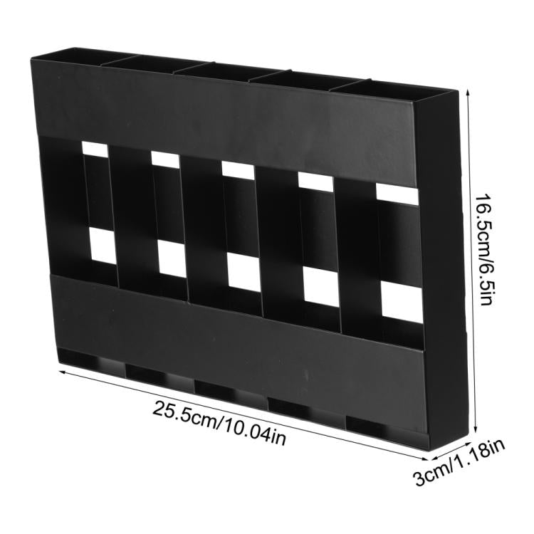 Five-grid Straw Cutlery Metal Storage Rack Kitchen Organizer, without Soft Magnetic Sheet, with 12pcs Soft Magnetic Sheet