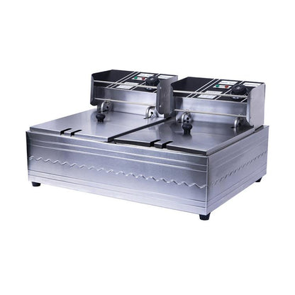 Multifunctional Commercial Stainless Steel Thick Electric Fryer Electric Boiler, Single Cylinder 6L, Single Cylinder 6L+Temperature Limiter, Single Cylinder 6L+Timer, Dual Cylinder 12L, Dual Cylinder 12L+Temperature Limiter, Dual Cylinder 12L+Timer����...