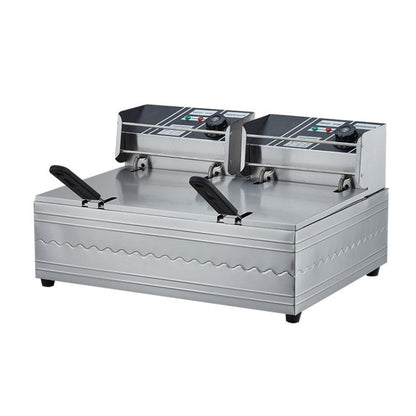 Multifunctional Commercial Stainless Steel Thick Electric Fryer Electric Boiler, Single Cylinder 6L, Single Cylinder 6L+Temperature Limiter, Single Cylinder 6L+Timer, Dual Cylinder 12L, Dual Cylinder 12L+Temperature Limiter, Dual Cylinder 12L+Timer����...