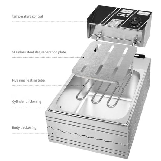 Multifunctional Commercial Stainless Steel Thick Electric Fryer Electric Boiler, Single Cylinder 6L, Single Cylinder 6L+Temperature Limiter, Single Cylinder 6L+Timer, Dual Cylinder 12L, Dual Cylinder 12L+Temperature Limiter, Dual Cylinder 12L+Timer����...