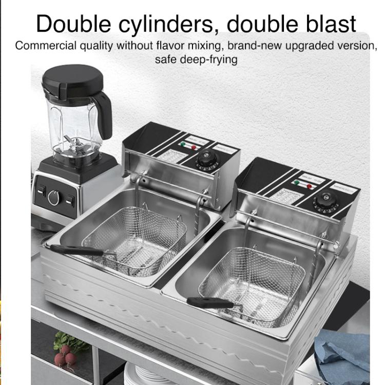 Multifunctional Commercial Stainless Steel Thick Electric Fryer Electric Boiler, Single Cylinder 6L, Single Cylinder 6L+Temperature Limiter, Single Cylinder 6L+Timer, Dual Cylinder 12L, Dual Cylinder 12L+Temperature Limiter, Dual Cylinder 12L+Timer����...