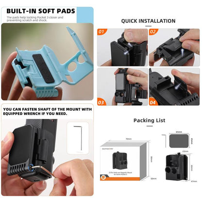 Sunnylife Multifunctional Magnetic Mount Tabletop Base Bracket, For DJI OSMO Pocket 3