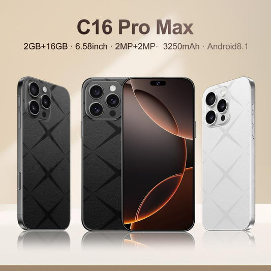 C16 Pro Max / A88-B، 2 جيجابايت + 16 جيجابايت، 6.58 بوصة، أندرويد 8.1 MTK6580A رباعي النواة، الشبكة: 3G، شريحتي اتصال، قابس الاتحاد الأوروبي، قابس الولايات المتحدة، قابس المملكة المتحدة، قابس أستراليا