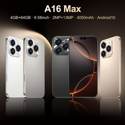 A16 Max / PDA89، 4 جيجابايت + 64 جيجابايت، 6.58 بوصة أندرويد 10 MTK6739 رباعي النواة، الشبكة: 4G، شريحتي اتصال، قابس الاتحاد الأوروبي، قابس الولايات المتحدة، قابس المملكة المتحدة، قابس أستراليا